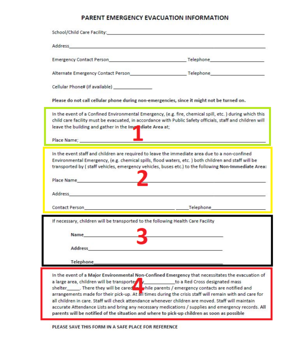 School or Daycare Center Evacuation Plans - EMERGENCY ACTION PLANNING