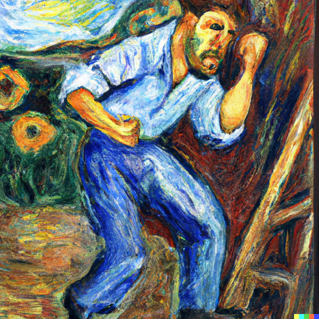 Van Gogh style painting of man overcoming excuses