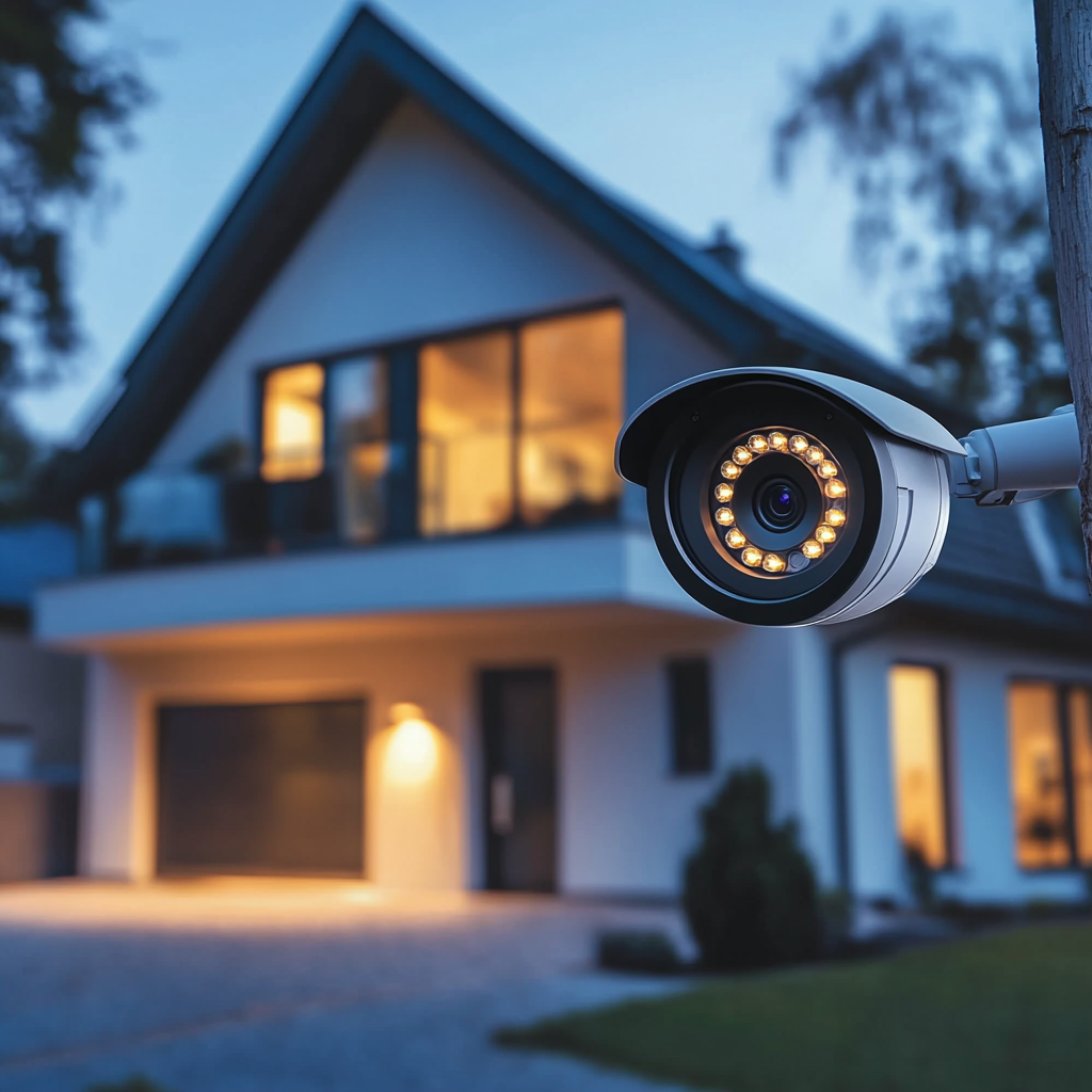 Home with an external security camera