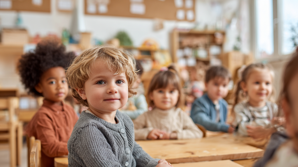Children in a safe, welcoming classroom environment