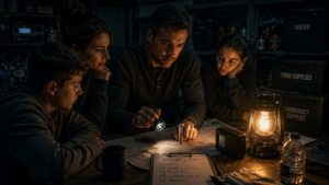Calm leader guiding family
